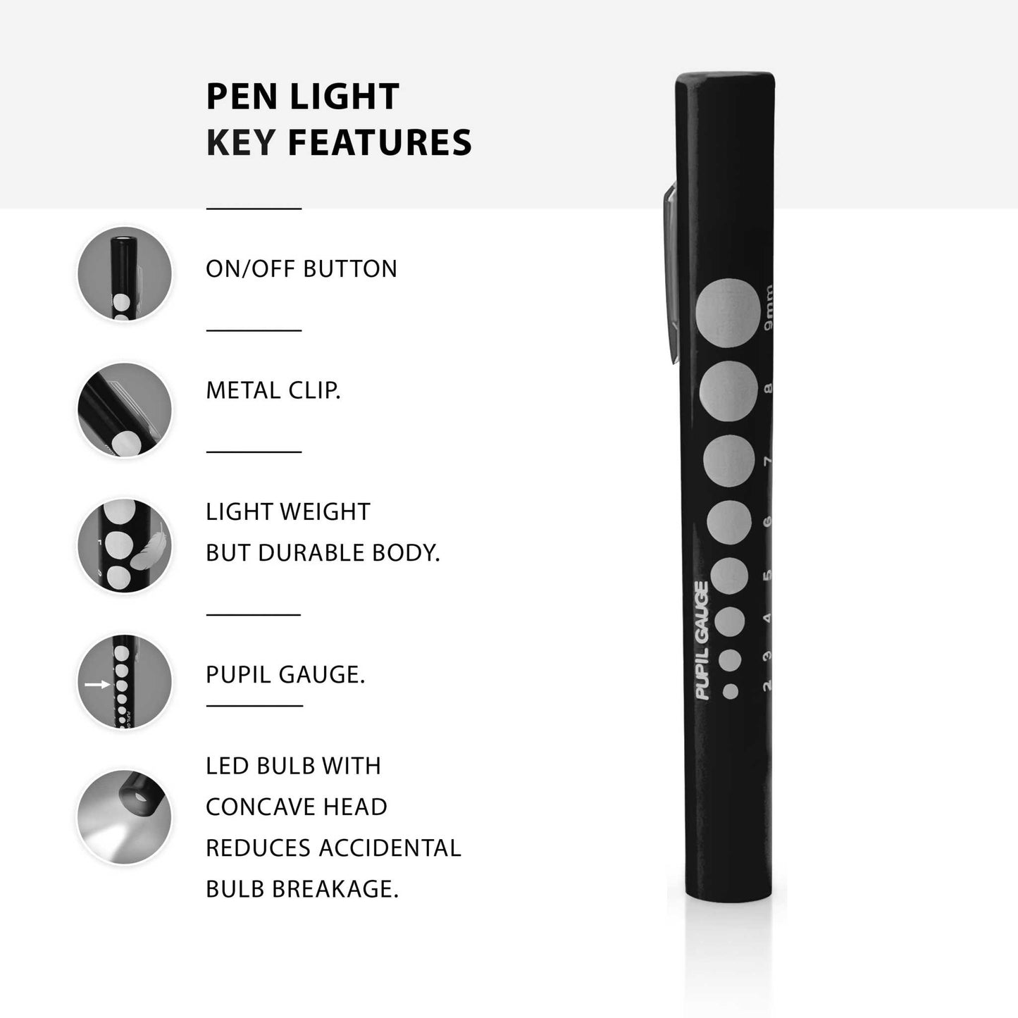 Disposable Penlights with Pupil Gauge - 6-Pack | EMS XTRM - EMS XTRM