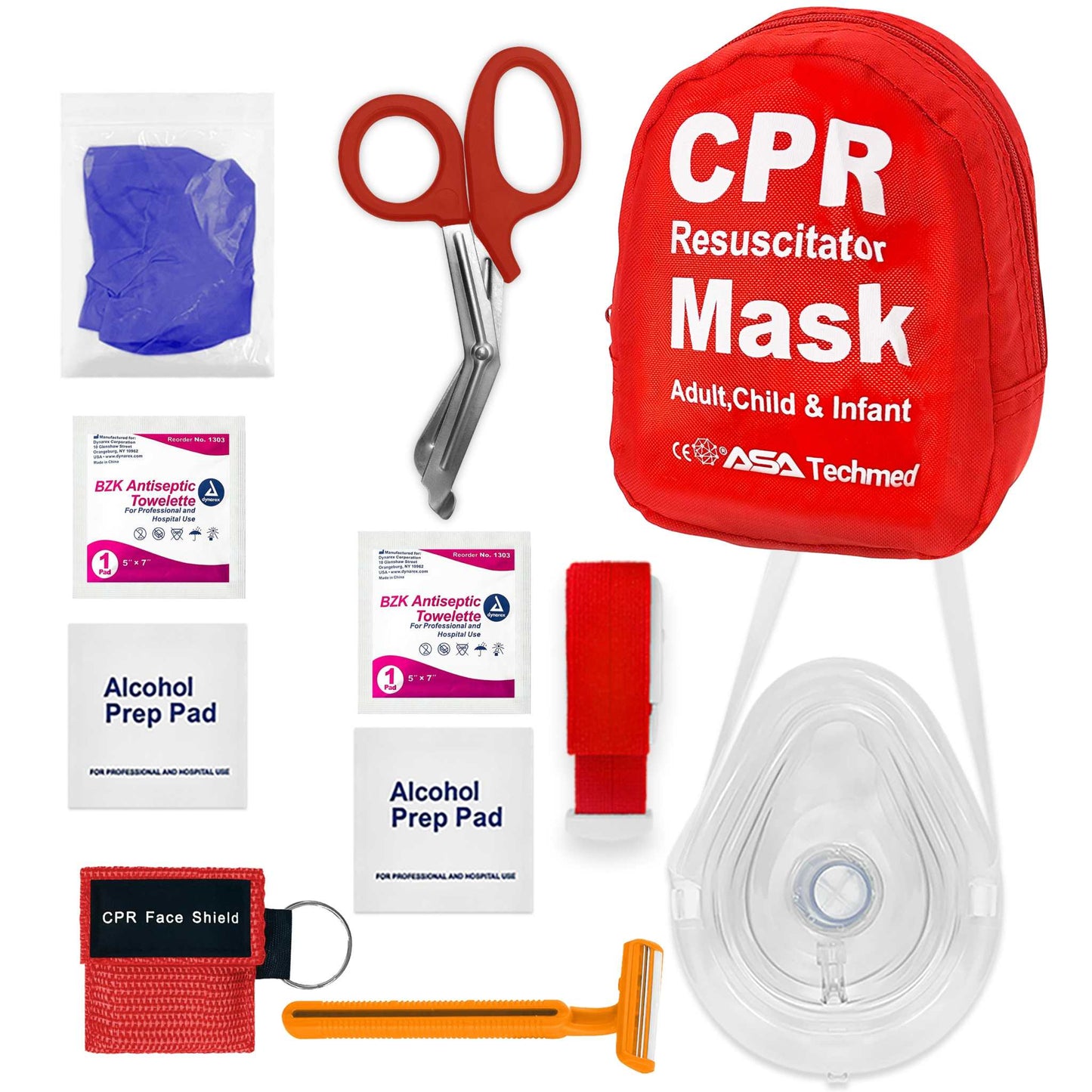 AED/CPR Rescue Kit, Pocket Resuscitator with One-Way Valve