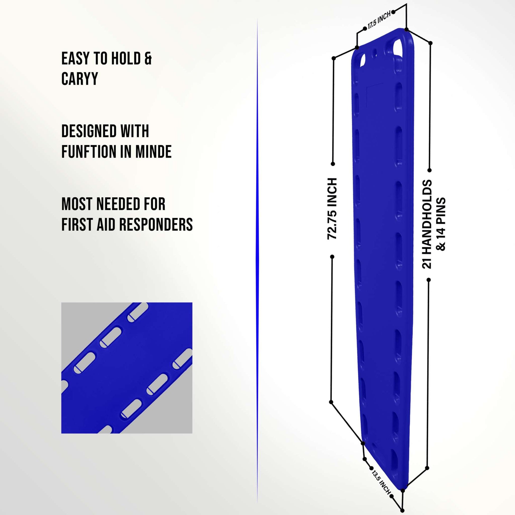 Spine Board Stretcher with Head Immobilizer and Straps | EMS XTRM