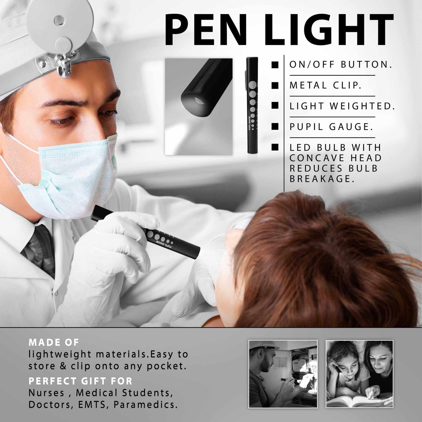 Disposable Penlights with Pupil Gauge - 6-Pack | EMS XTRM -  EMS XTRM