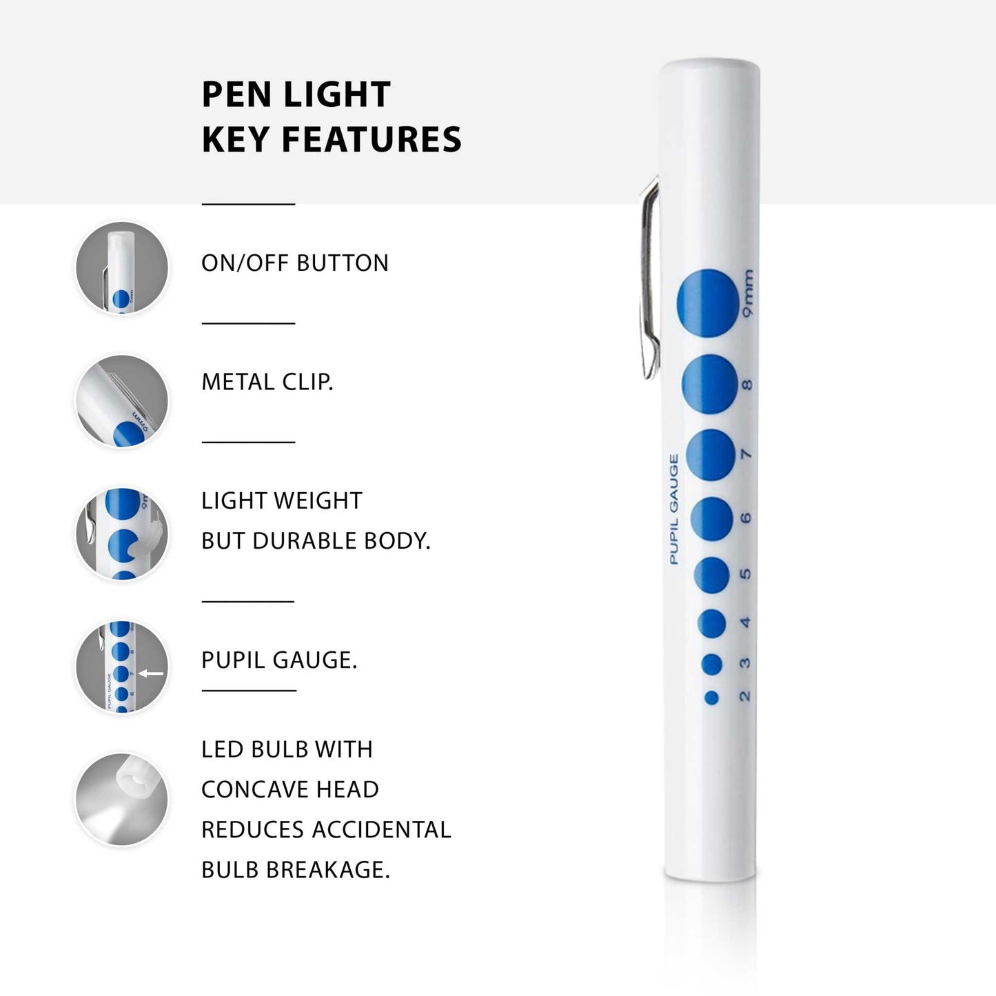 Disposable Penlights with Pupil Gauge - 6-Pack | EMS XTRM